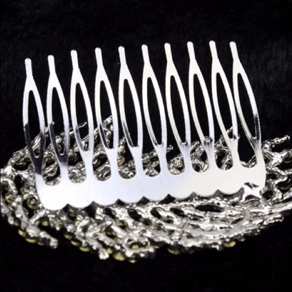 Bridal hair diamond hair leaf piece comb boho - Picture 6 of 8